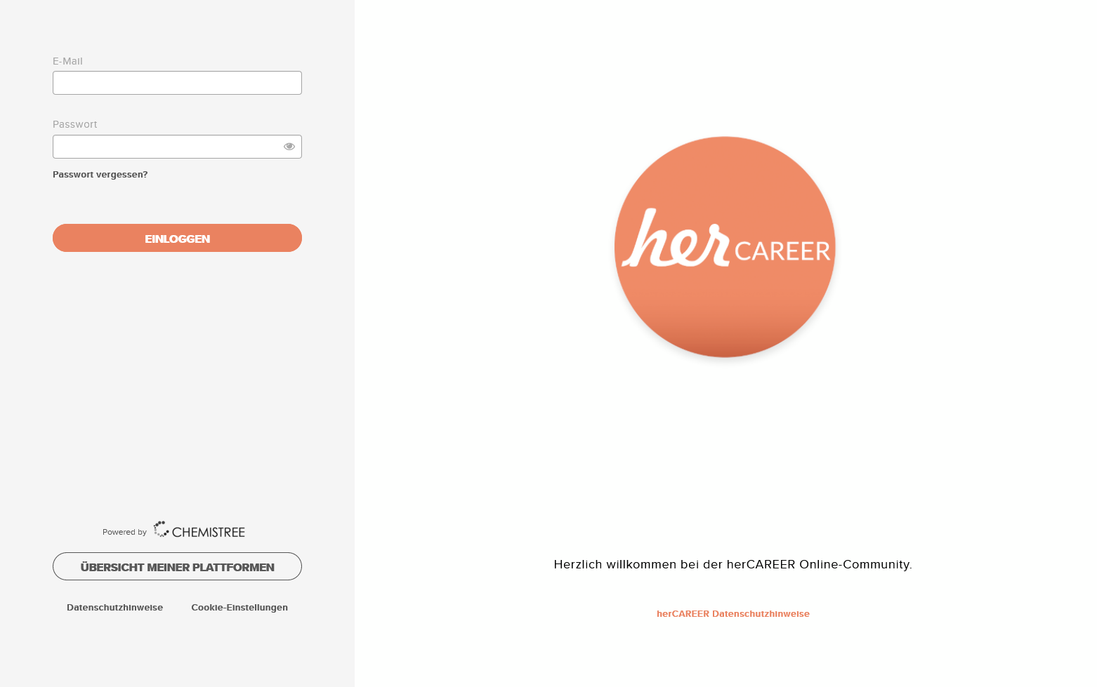 Loginmaske - Beispiel herCAREER