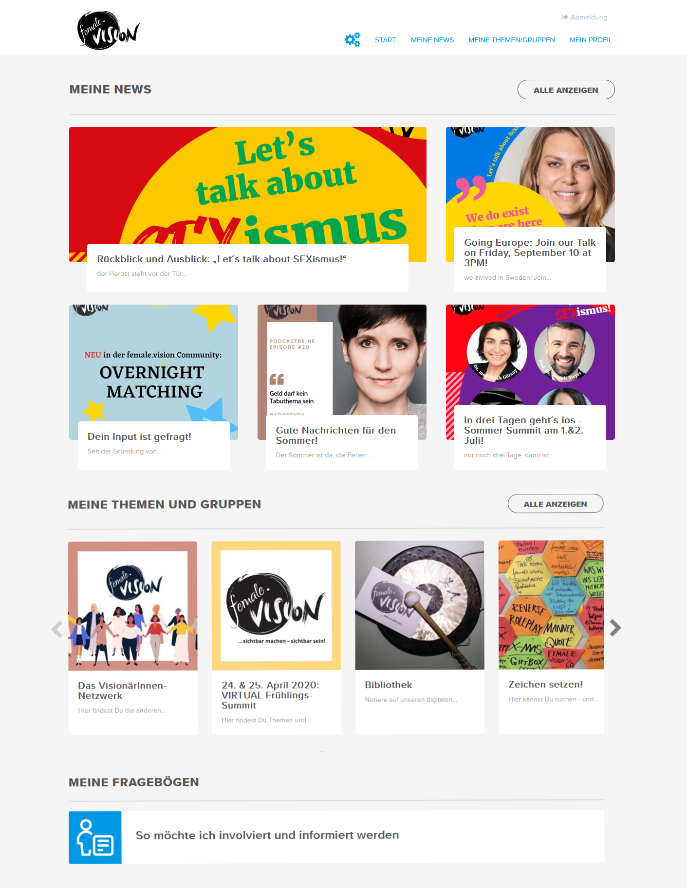 Landingpage - Beispiel female.vision