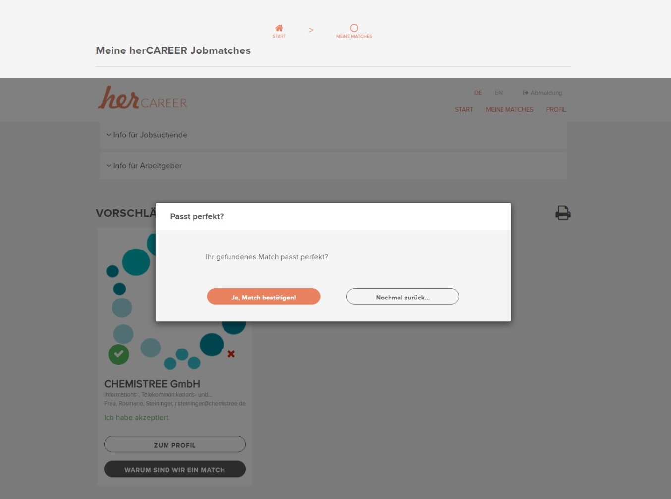 Feedback auf vorgeschlagenes Match