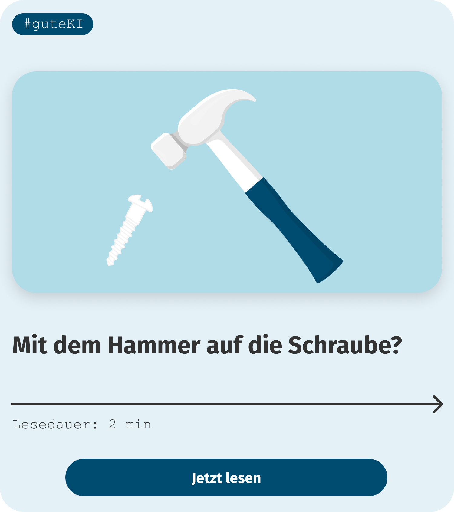 Mit dem Hammer auf die Schraube? Mit dem Hammer auf die Schraube?